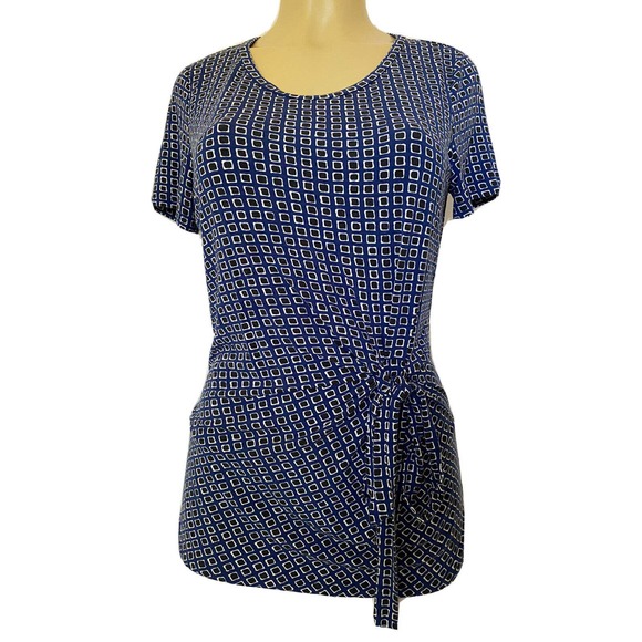 Weekend By Max Mara Top Blouse Shirt Jersey Knit Knot Short Sleeve Blue … - Picture 1 of 5